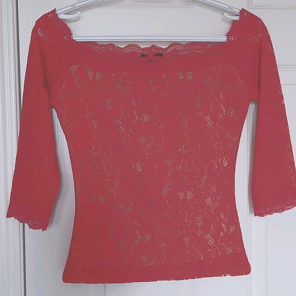 Coral off the shoulder shirt